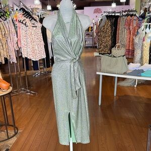 Elegant Silver Halter Dress